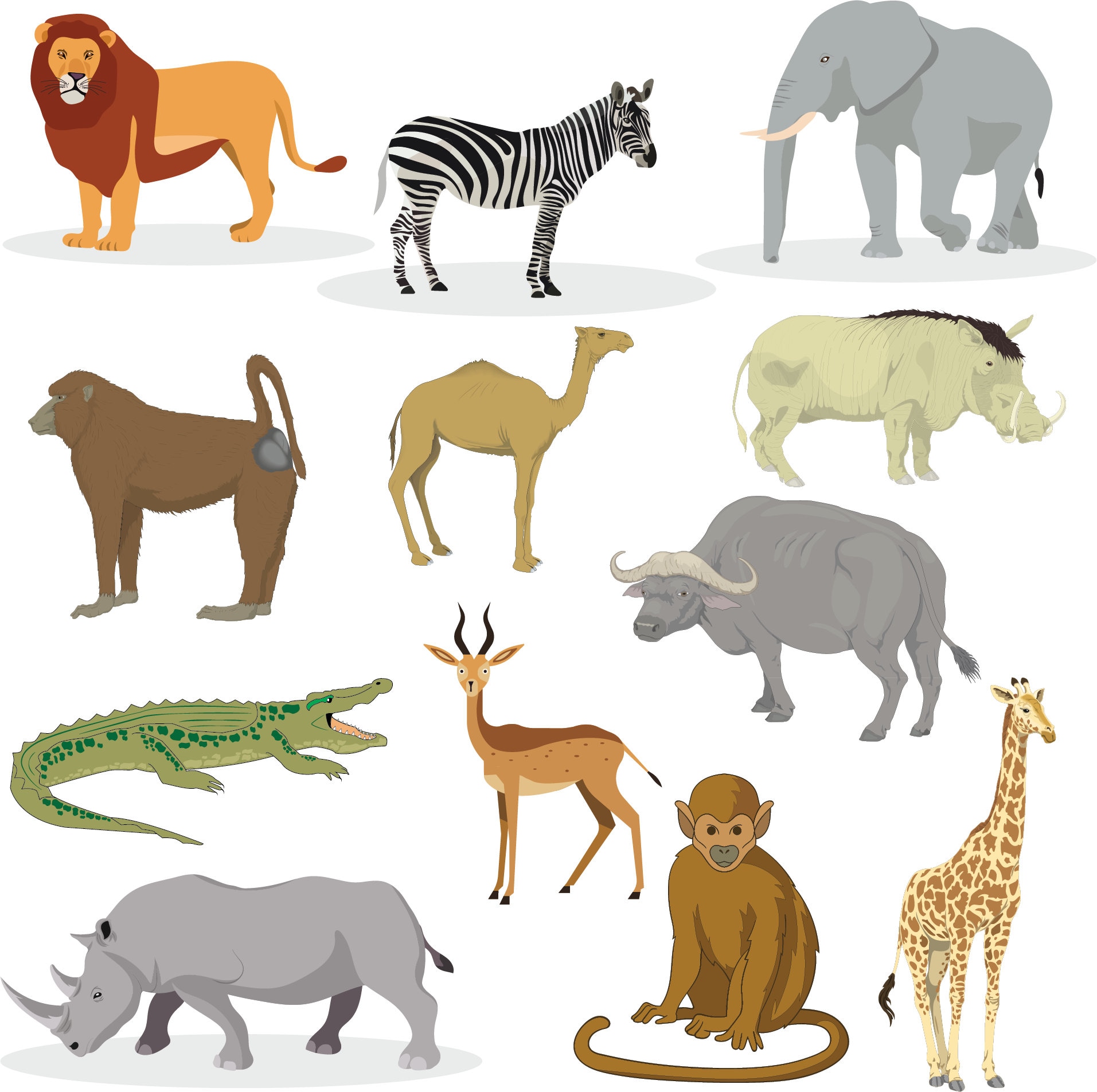 Animals Clipart Jungle Animal Clipart Safari Animals SVG - Etsy UK