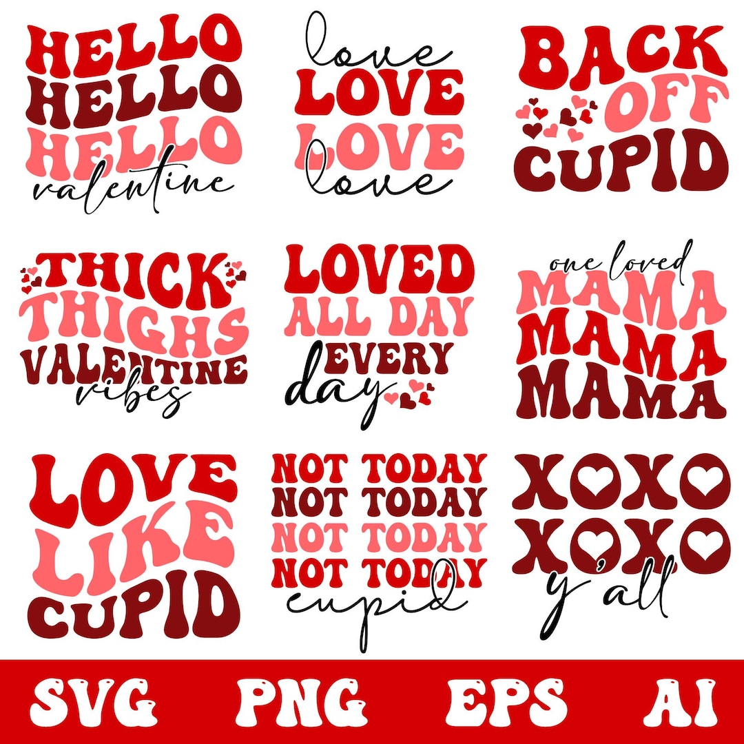 Retro Valentine PNG Bundle: Love Sublimation Designs (digital Download ...