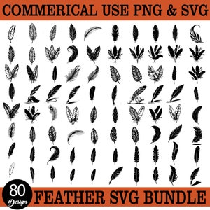 Feather Svg Bundle, Feather Birds Svg, Svg Of Feathers, Feather Svg Png, Feather Svg File, Boho Feather Svg, Bull Skull Feathers Svg