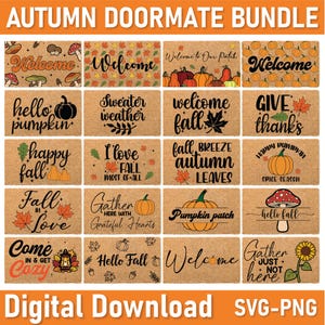 Halloween Fall Doormat SVG Bundle: Funny Thanksgiving Welcome Sign Cut Files