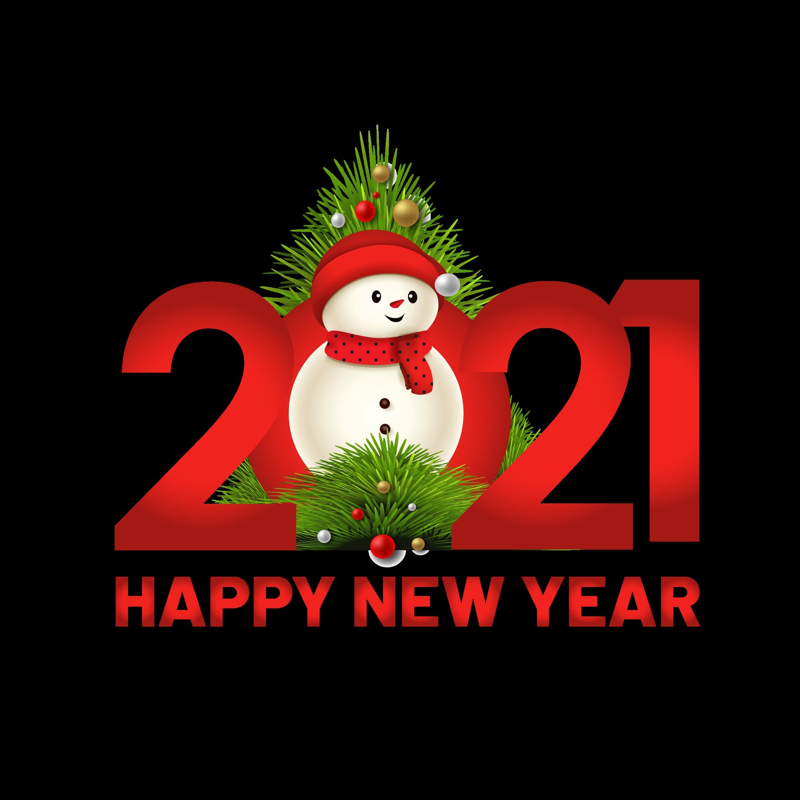 Happy New Year 2021 Clipart Digital png Cute Snowman Clip Etsy