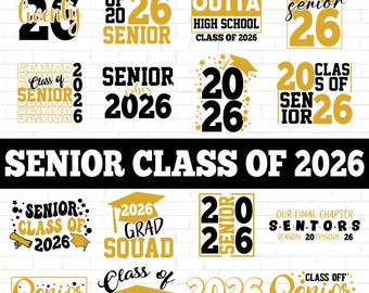 Paquete SVG de la Clase Senior de 2026: Diseños de camisetas de graduación