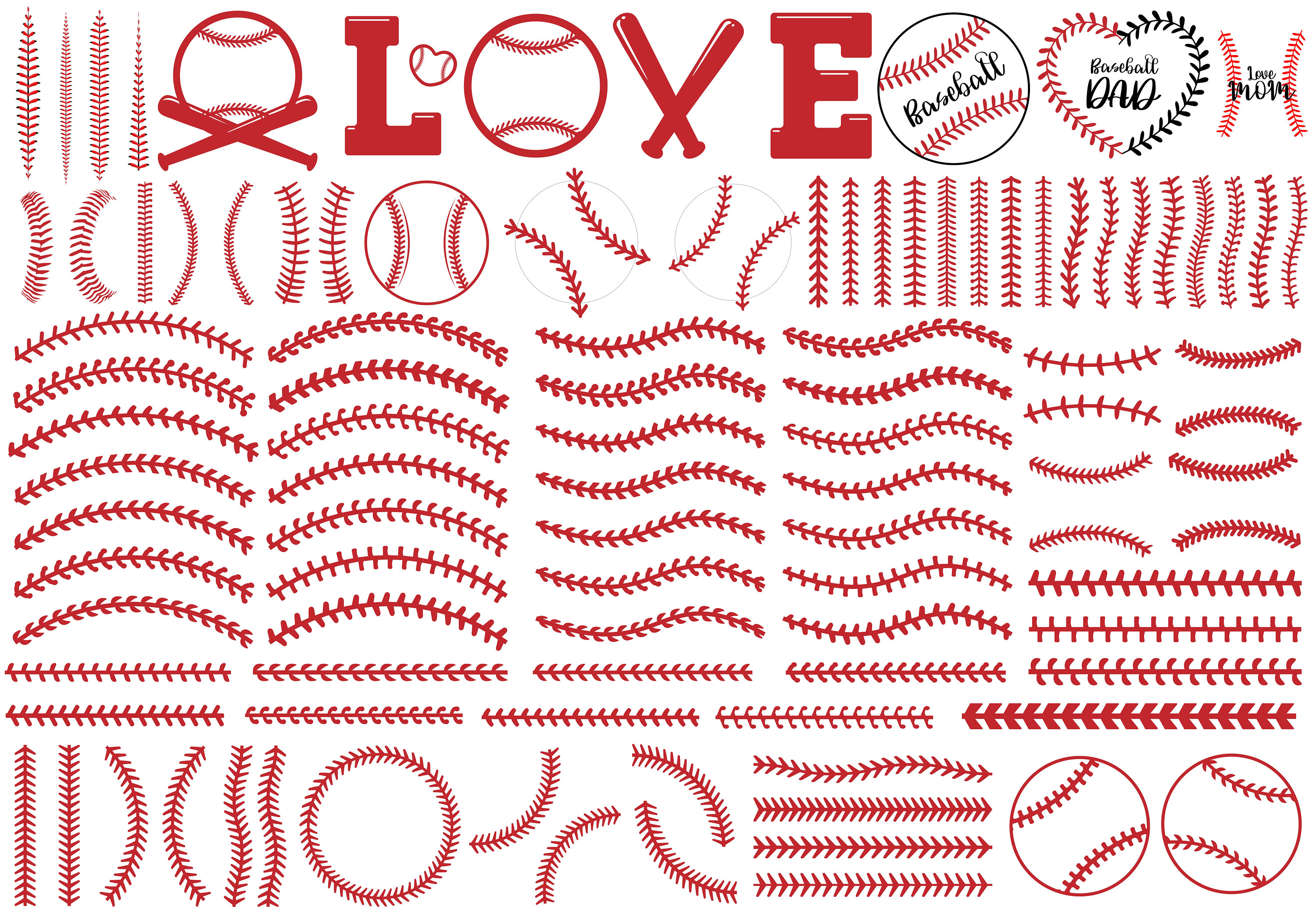Baseball Stitch Font SVG Bundle: Varsity Letters, Threads (digital ...
