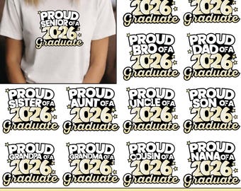 Stolze Familie graduierte 2026 SVG Bündel, Abschluss Shirt Design (digitaler Download)