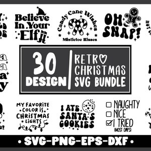 Pacchetto Svg "Caro Babbo Natale", PNG per sublimazione natalizia, Design per maglietta natalizia, File natalizi per Cricut, Download immediato di Svg "Buon Natale"