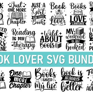 Citations de livres Svg, lecture Svg Bundle, Svg pour les amateurs de livres, j'adore lire Svg, Svg bibliothèque, Svg de vers de livre, téléchargement immédiat Png
