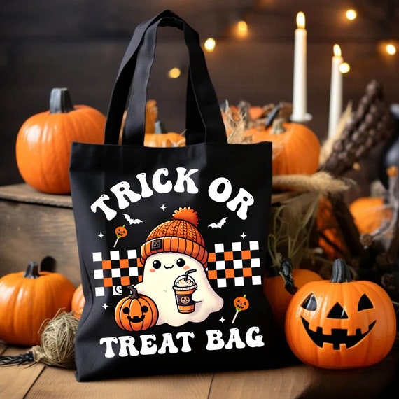 Halloween Tote Bag Designs: Trick or Treat SVG, PNG (Digital Download