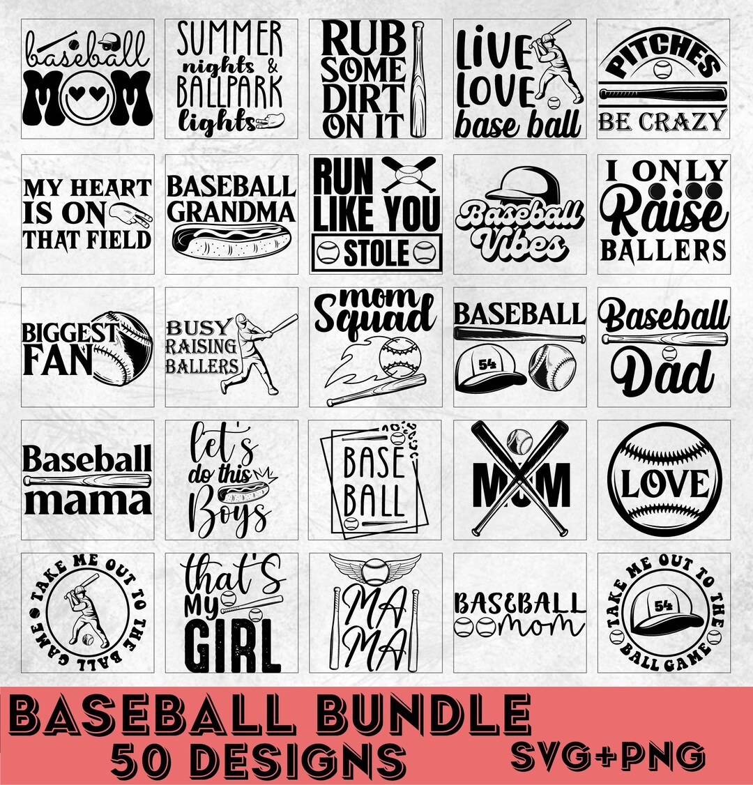 Baseball SVG Bundle Baseball Game Day Quotes Baseball Mom SVG Baseball