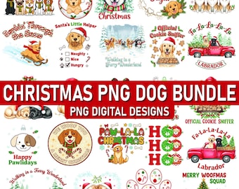 Christmas PNG Dog Bundle – Xmas Festive Holiday Dog Clipart Sublimation Design