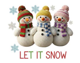 Crochet Snowman PNG, Faux Yarn Christmas Clipart (Digital Download)