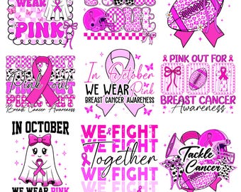 Breast Cancer Svg Png Bundle: Pink Ribbon, Fight Cancer, Survivor Quotes