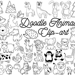 Tier Doodle SVG Bundle, Tier SVG Bundle, Tier für Kinder SVG, Bauernhof Tier Bundle, Tier Doodle SVG Bundle, kommerzielle Nutzung