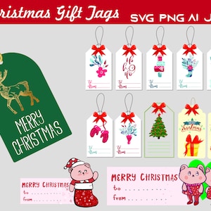 Christmas Gift Tags Svg, Digital Printable Holiday tags Bundle, Stocking tags, Label stickers SVG, Christmas gift label, commercial use