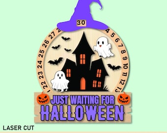 Calendario de Adviento espeluznante con letrero de cuenta regresiva para Halloween (SVG, PNG y PDF)
