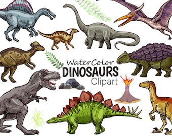 Dinosaur SVG Bundle Clipart: Cartoon Dino PNG Art (Digital Download)