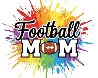 Retro Football Mom Png, Splash Sports Mom Shirt Sublimation Design, Digital Download