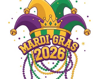 Mardi Gras 2026 png | Kralenontwerp narrenhoed | Fat Tuesday-sublimatiebestand | Digitale download