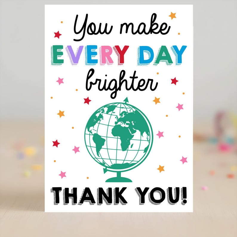 Teacher Appreciation Card Bundle: Thank You Cards for End of Year Gift ...