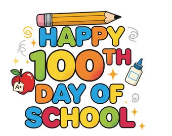 学校100日目 PNG | 先生用シャツデザイン（デジタルダウンロード）