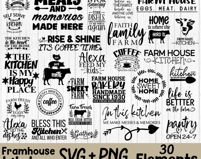 Farmhouse Kitchen Svg Bundle, Kitchen Sign Making Svg, Kitchen Sign Svg ...