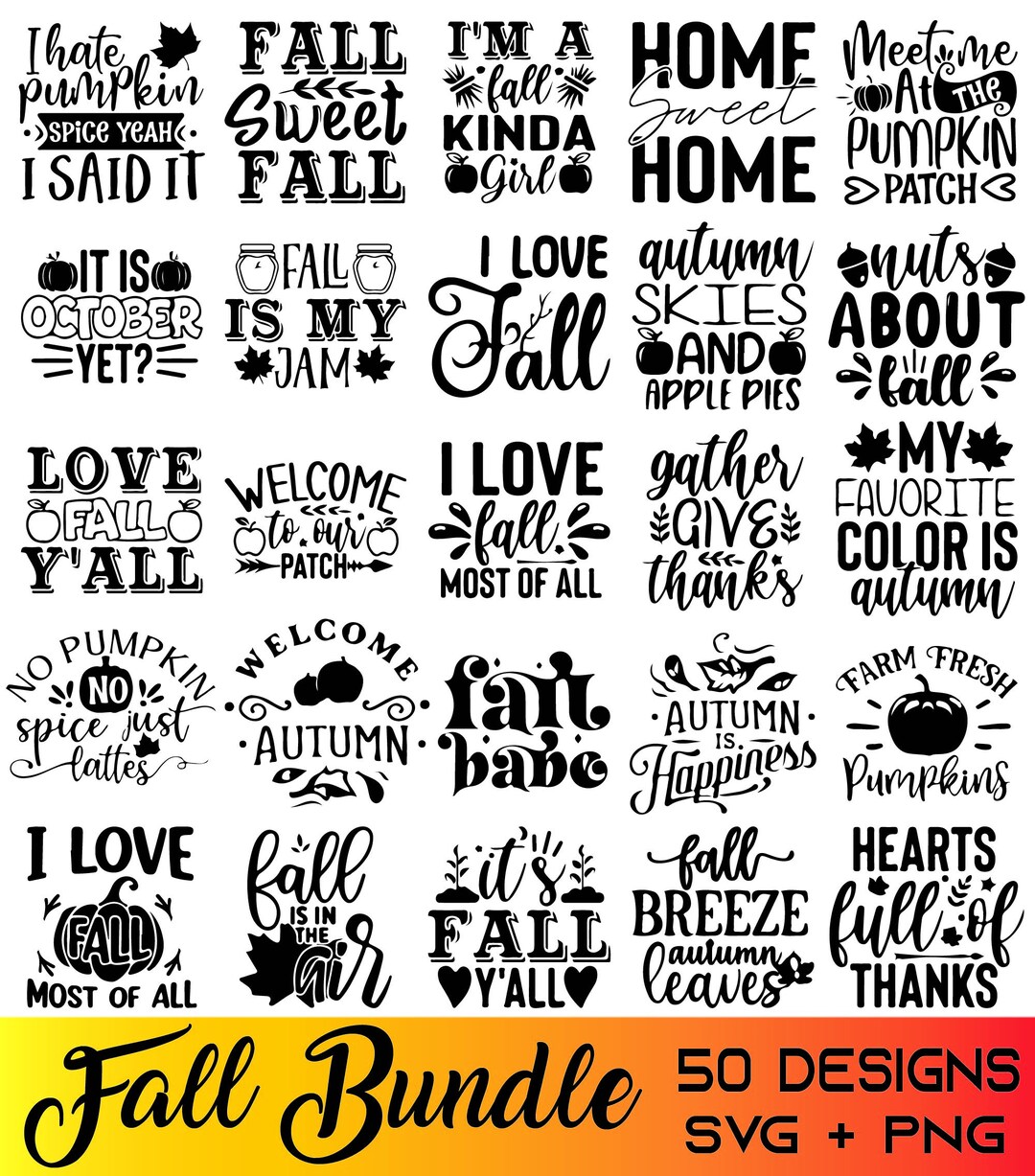 Fall SVG Bundle: Autumn & Halloween Designs (digital Download) - Etsy