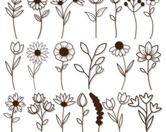 Wildflowers SVG Bundle: Rustic Bouquet Cut Files for Cricut, Glowforge