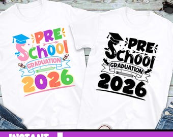 Graduación preescolar 2026 SVG PNG, diseño de camiseta PNG, descarga digital del último día de clases