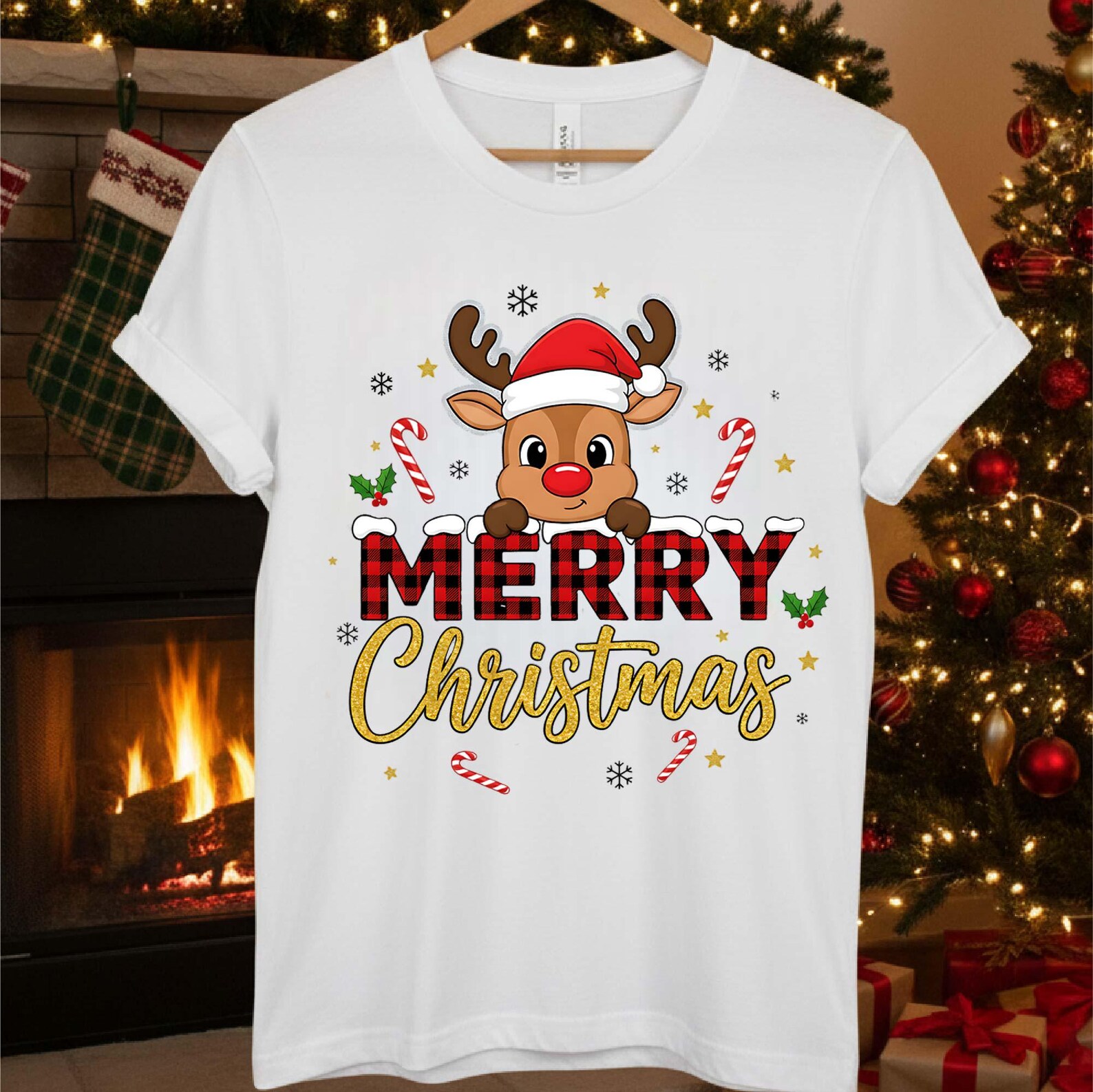 Christmas Reindeer PNG: Buffalo Plaid Rudolph Design (digital Download ...