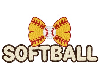 Softball Coquette PNG, Crochet Faux Yarn Sports Bow Game Day Sublimation Design