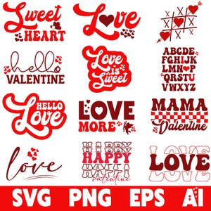 Pacchetto di design Svg per San Valentino, PNG per San Valentino per bambini, Svg per maglietta di San Valentino, Svg Xoxo, file Svg divertenti per San Valentino per Cricut