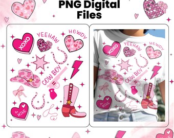 Salut la Saint-Valentin PNG : style cow-boy western rétro (téléchargement numérique)