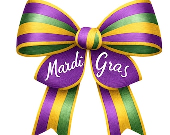 Mardi Gras Bow PNG, Coquette Sublimation Design (Digital Download)