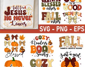 Retro Fall SVG Bundle: Thanksgiving Designs, Coquette Bows (Digital Download)