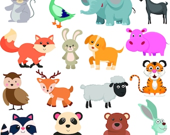 Animal Cartoon Clipart Cut Animals Digital Design Animal - Etsy Animal Cartoon Clipart Cut Animals Digital Design Animal - Etsy