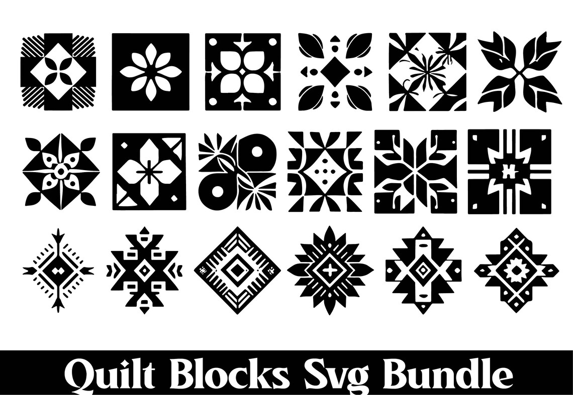 Geometric Quilt Blocks SVG Bundle: Farmhouse Quilting Patterns (digital ...