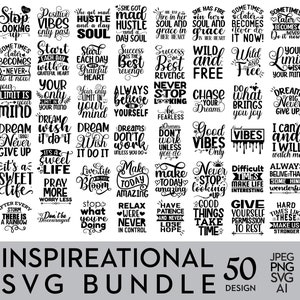 Inspirierende Zitate-Svg-Bundle, inspirierende Zitate-Svg-Bundle, motivierendes positives Zitat sagen, Selbstliebe-Svg-Sofortdownload PNG