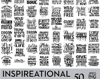 Inspirational Quotes SVG Bundle: Positive Affirmations, Cricut Ready (Digital Download
