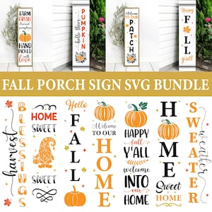 Pacchetto SVG di cartelli per veranda autunnali: Halloween, Ringraziamento, Benvenuto (download digitale)