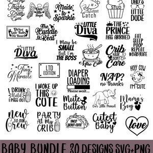 Paquete SVG para bebé, mono SVG para bebé, svg divertido para bebé, svg para bebé recién nacido, paquete de citas para bebé, lindo refrán para bebé, descarga instantánea, archivo de corte imprimible
