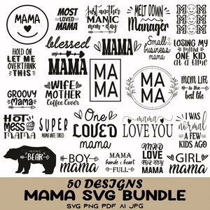Mama SVG Bundle: Mom Life, Bear Mama, Mother&#39;s Day Cricut Cut File (Digital Download)