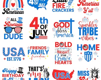 4. Juli SVG Bundle: Dateien für Cricut (PNG)