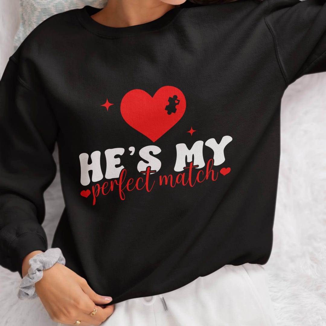 He's My Perfect Match SVG PNG, She's My Match Svg, Couple Valentine Svg ...