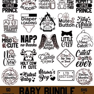 Baby SVG Bundle, Baby Shower SVG, Baby Boy Girl Svg, Newborn Baby Quote Bundle, Cute Baby Saying, Instant Download PNG for Commercial Use