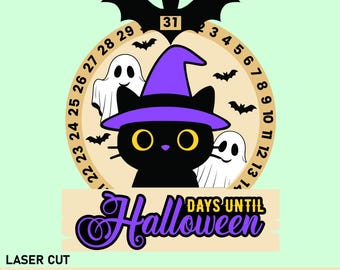 Halloween Countdown Calendar SVG: Black Cat, Printable PDF