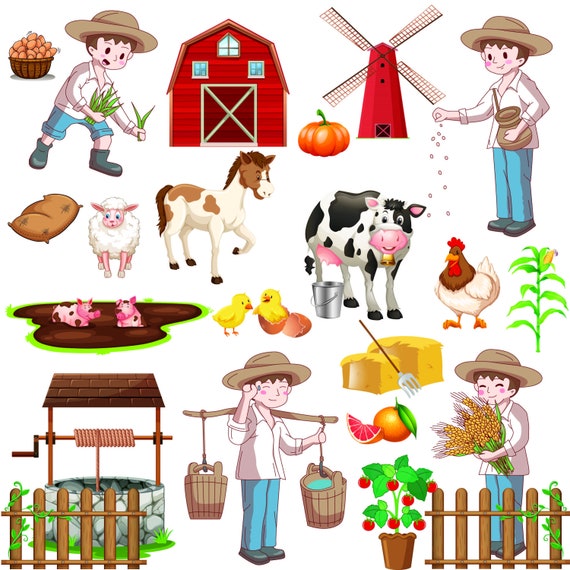 Farm Clipart Set, Fall Farmers Design, Farm Animals Digital Clipart,  Instant Download SVG for Commercial Use, Vector Graphics - Etsy