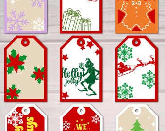 Pacchetto SVG per etichette regalo di Natale, file tagliati al laser