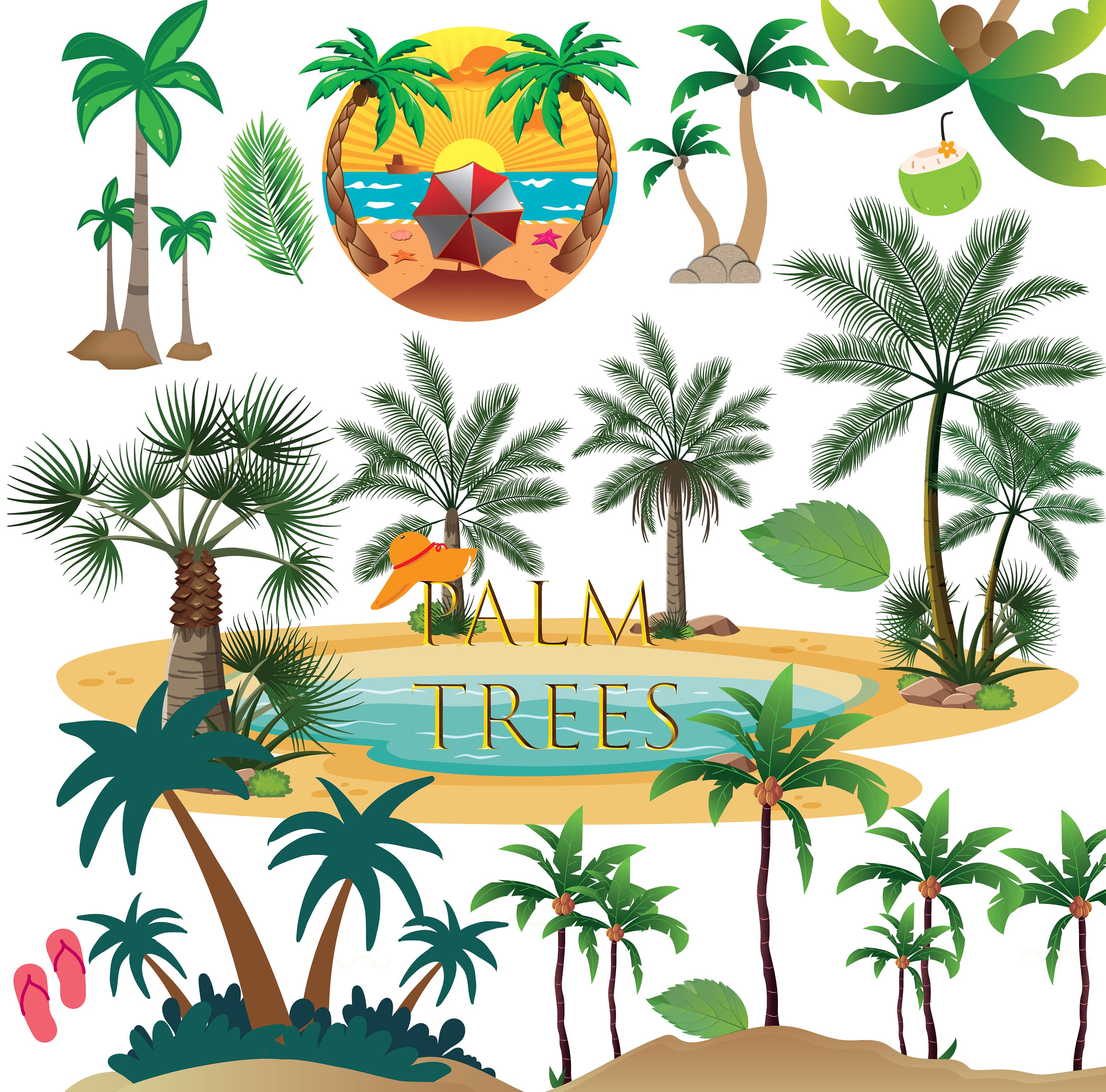 Palm Tree On Island Clipart