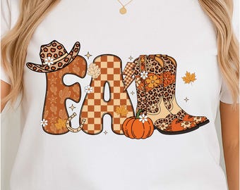 Western Cowboy Halloween PNG SVG: Checkered Fall, Cowgirl Boots (Digital Download)