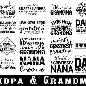 Abuelos SVG, Paquete de abuela SVG, Regalo para abuelo SVG, Abuela y abuelo SVG, Cita para nieto SVG, Archivos SVG de vida de abuela para Cricut