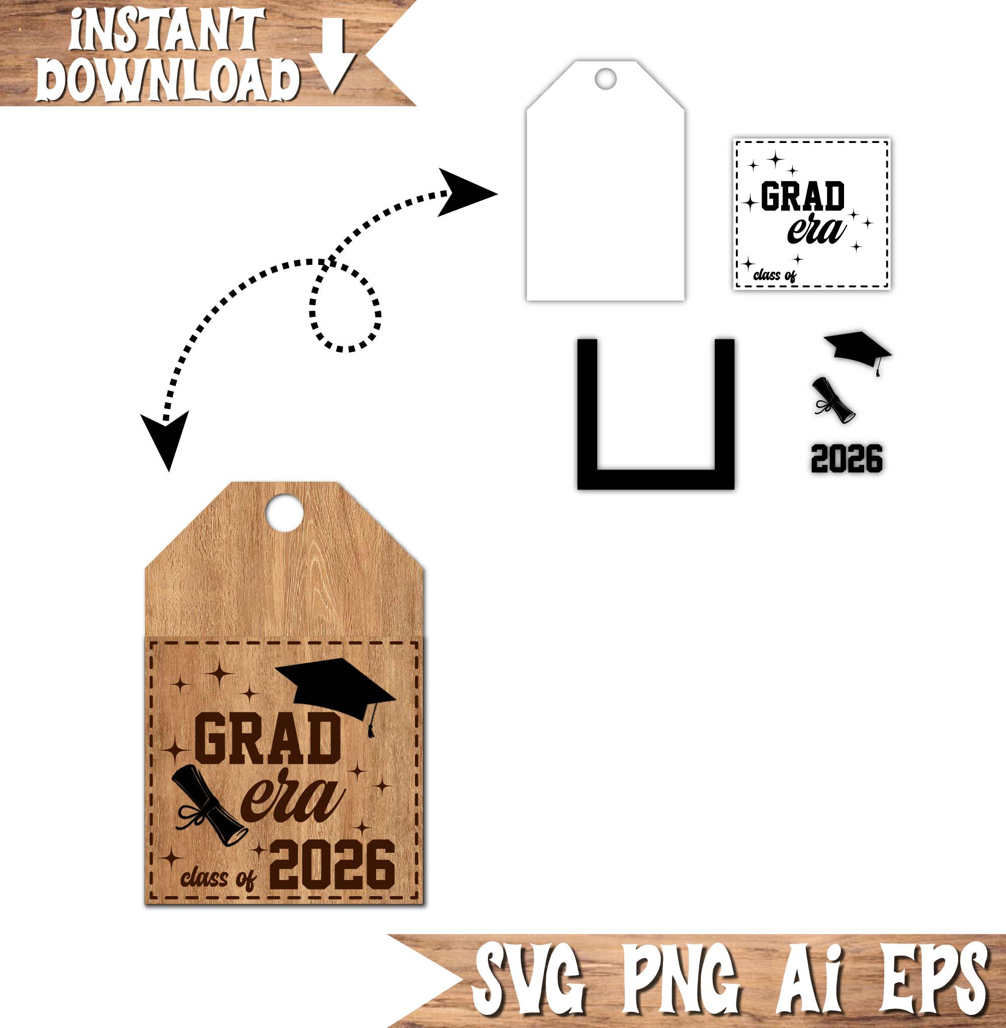 Graduation Gift Card Holder SVG Bundle, Class of 2026 Laser Cut File ...